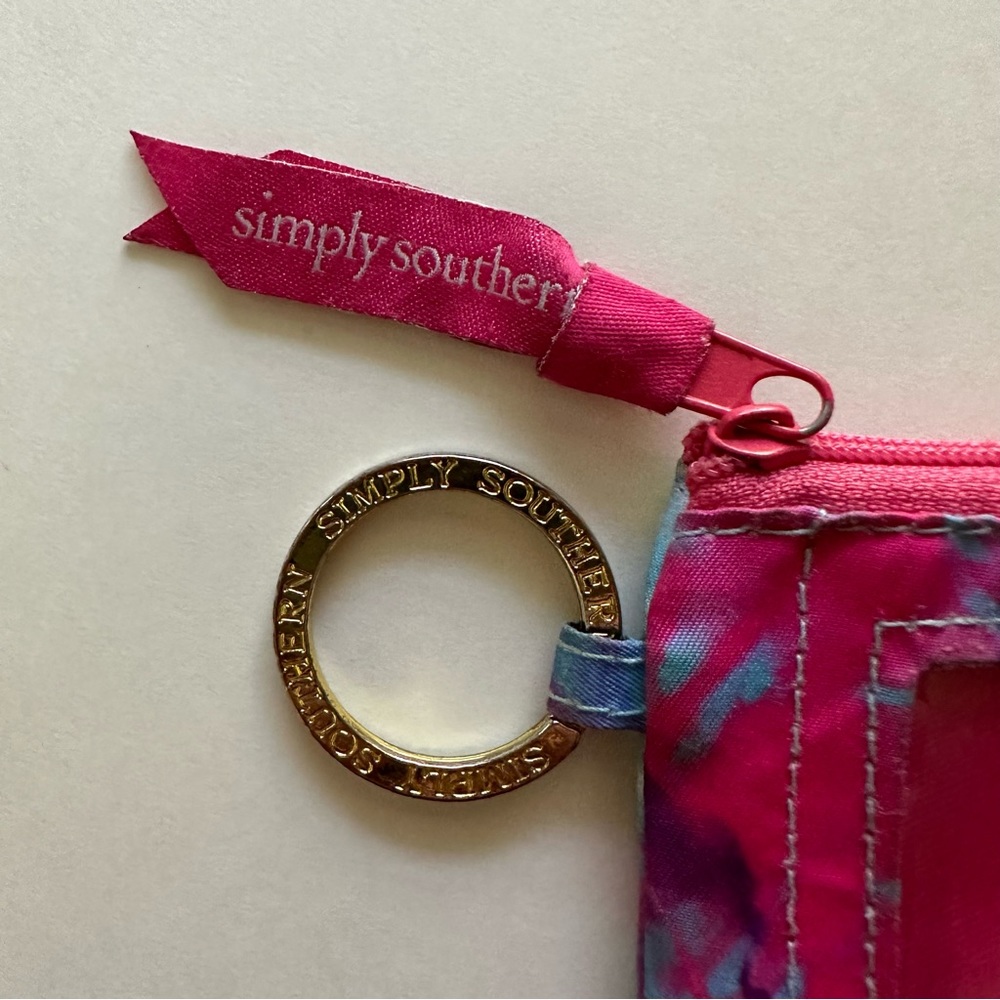 Simply Southern pink tie dye ID wallet zip case coin purse keychain double slot - Picture 5 of 9